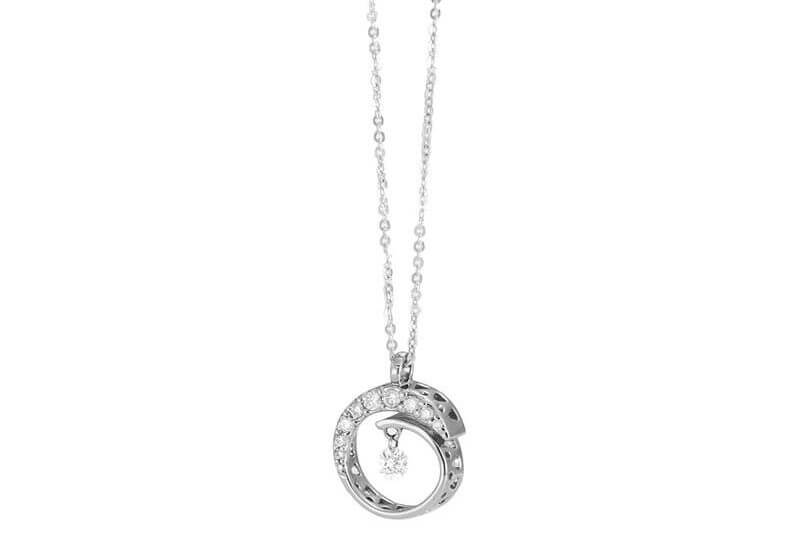 Schmuck 3 Ponte Vecchio Collier im Kreisdesign aus 925 Silber mit Brillanten