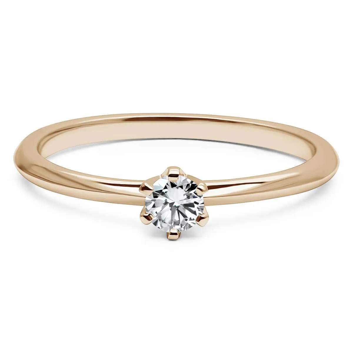 Verlobungsringe Roségold 10 Frontalansicht des Solitärrings The One aus Roségold mit 0,15 ct Brillant