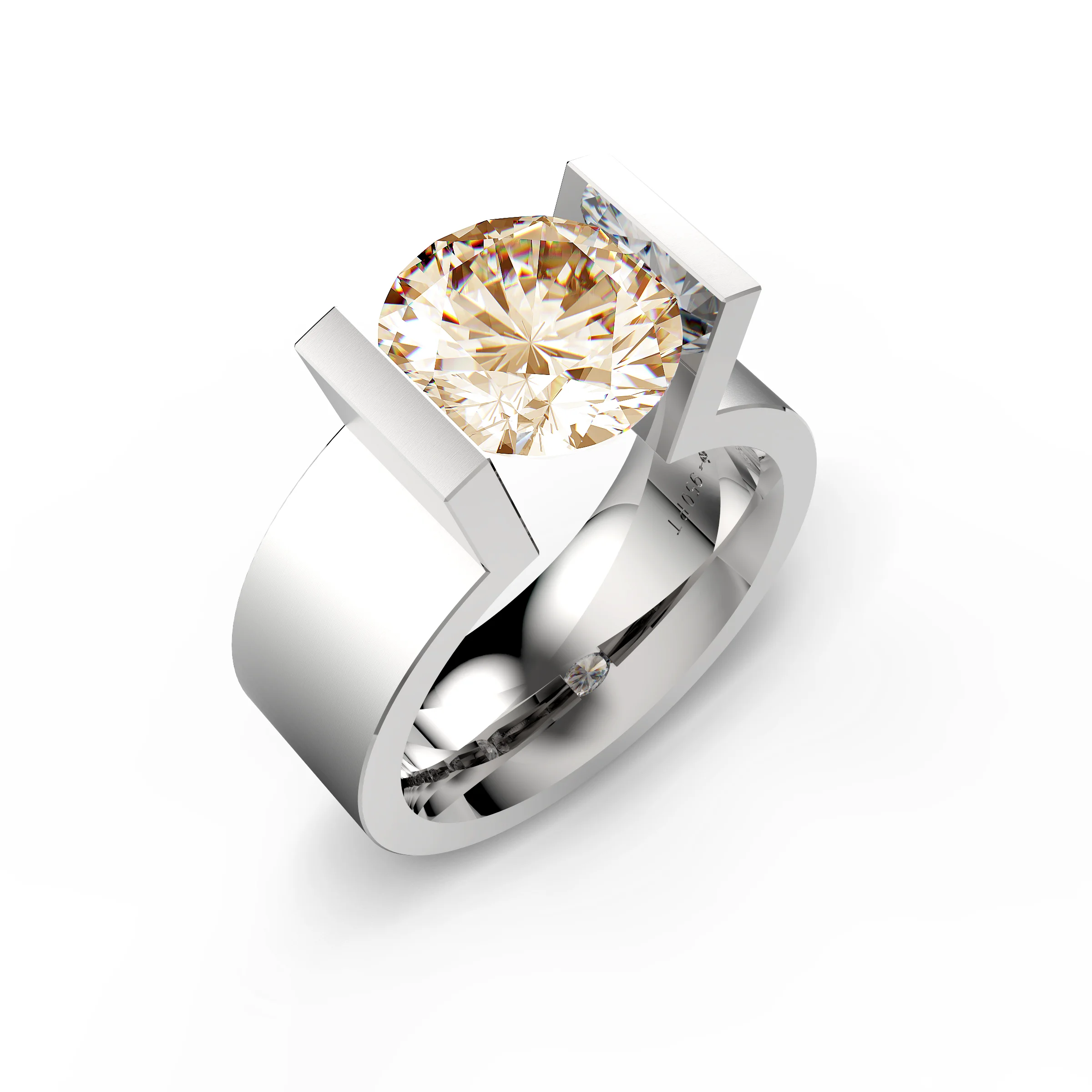 Verlobungsringe Platin 16 Niessing Spannring HighEnd C, Modell N291980, 3.00 Karat Diamant, Farbe Emotion Satin Cinnamon. Deutsche Handwerkskunst, erhältlich bei EVA Trauringwelten in Hagen.