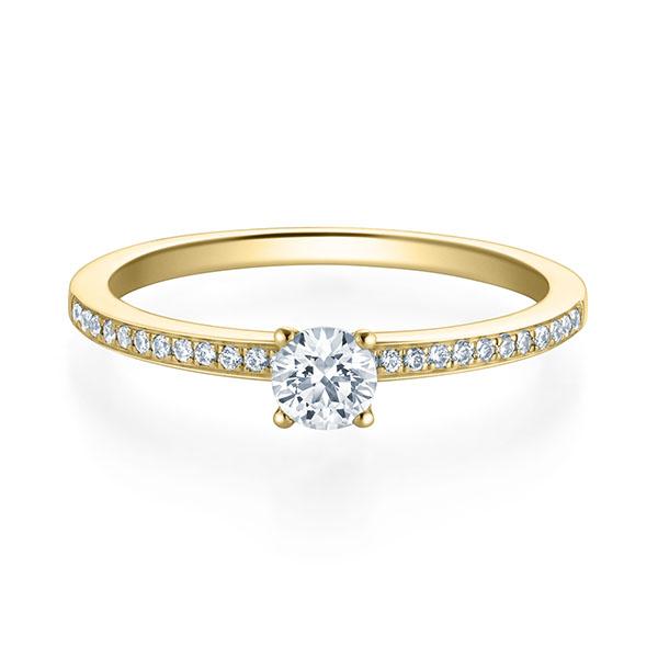 Verlobungsringe Gelbgold 14 RUBIN Gelbgold Verlobungsring 750, Modell RU-1596-11, mit 0.330 Karat Diamanten (TW/SI & TW/VS). Deutsche Handwerkskunst, erhältlich bei EVA Trauringwelten in Hagen.