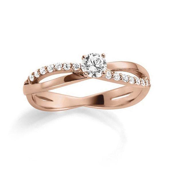 Rotgold Verlobungsring 585, RUBIN Goldschmuck Modell RU-1278-10, mit insgesamt 0.290 Karat Diamanten (TW/VS). Erhältlich bei EVA Trauringwelten in Hagen.