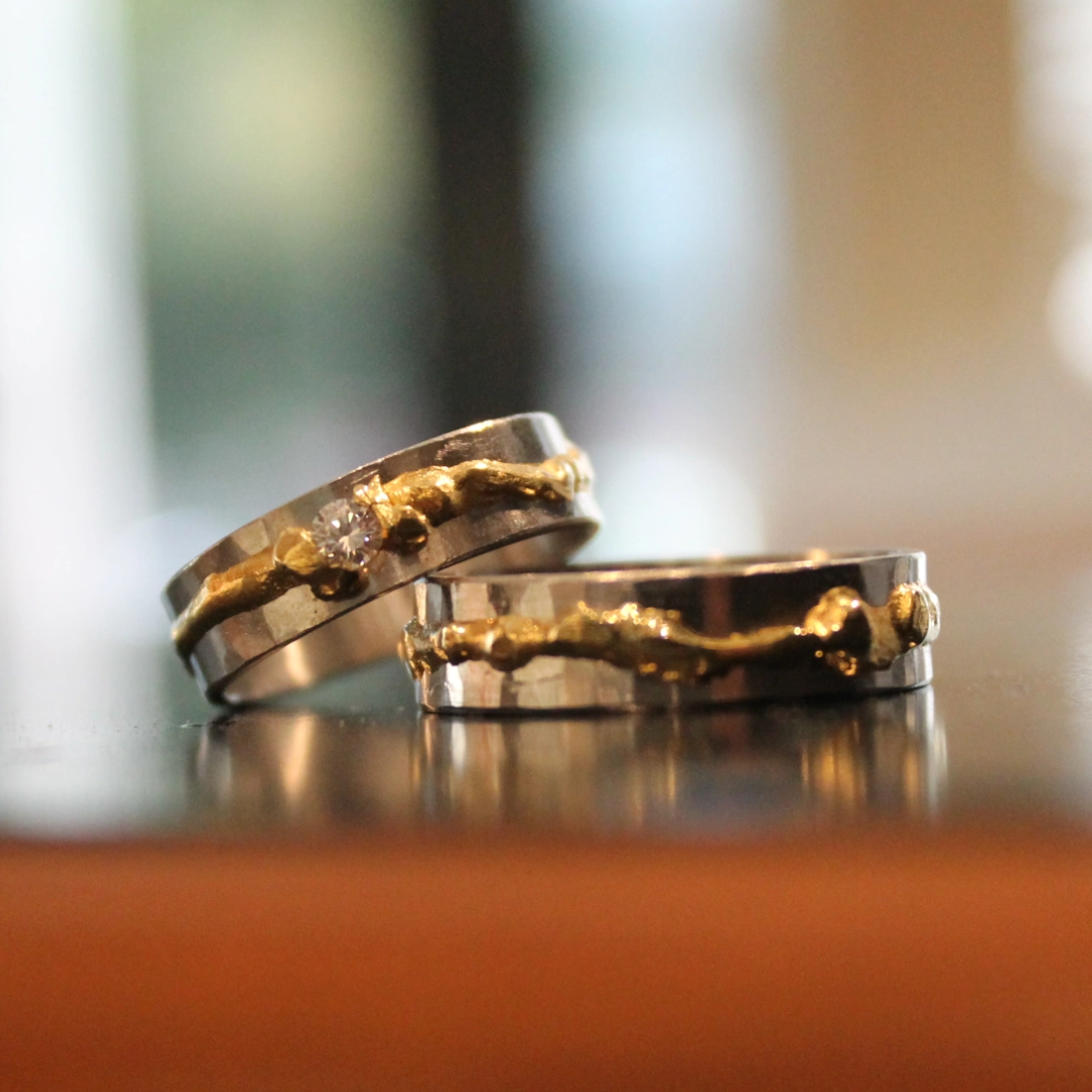 Trauringe Platin 60 Platinring mit Gelbgold und Brillanten aus den Adam Meistergoldschmiede in Hagen.